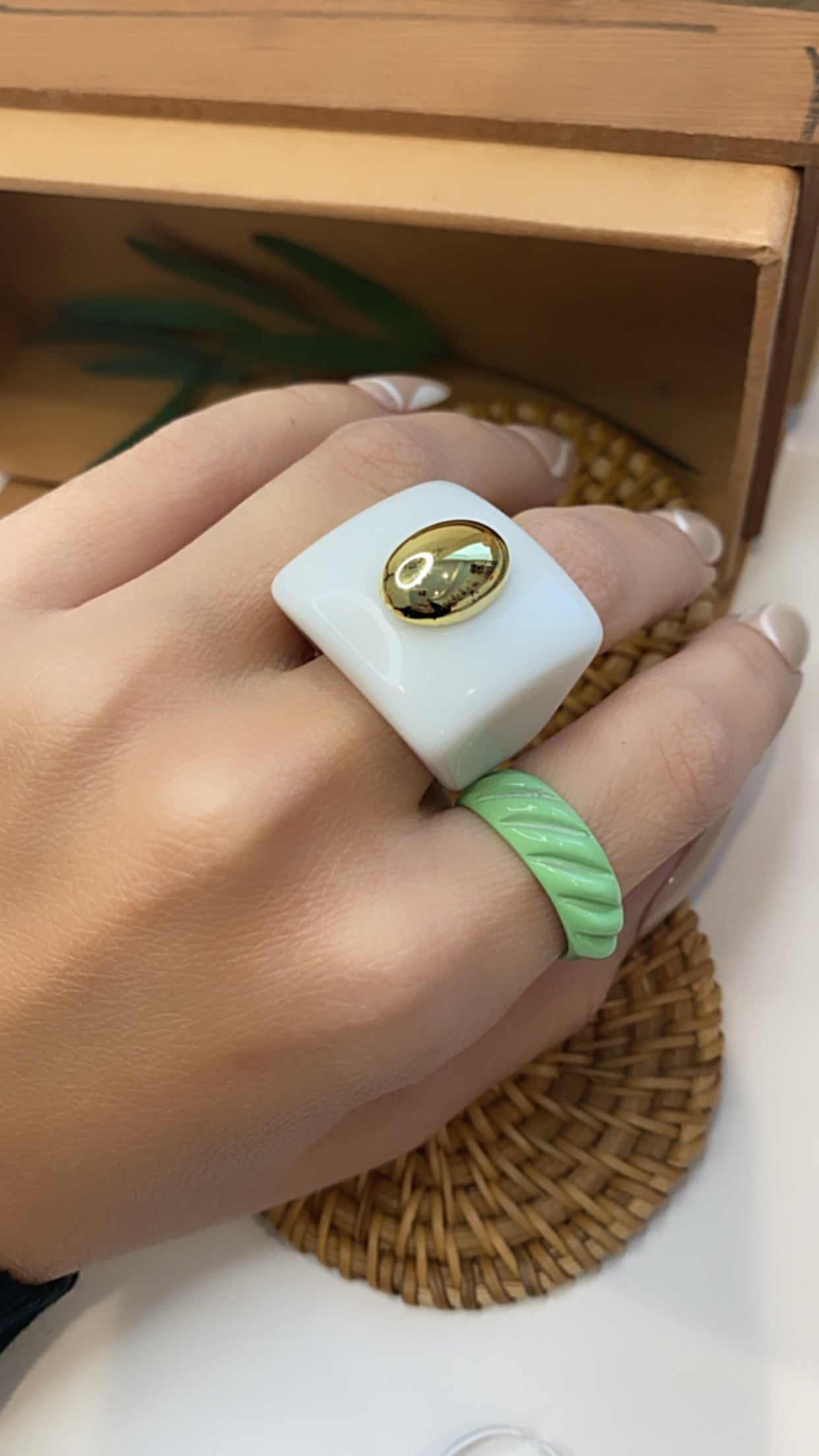 Enamel Spiral Adjustable Ring